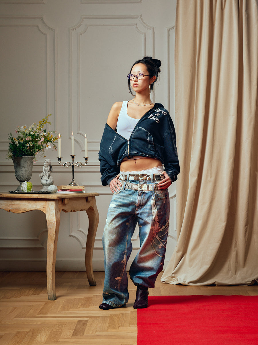 FOMO X EBTM MARMOR PEARLS BLACK ZIP HOODIE