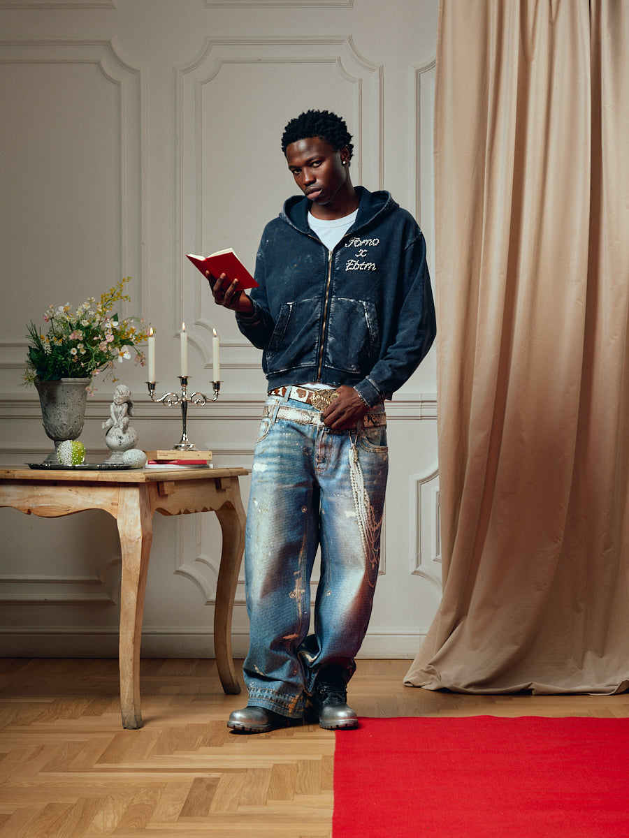 FOMO X EBTM MARMOR PEARLS BLACK ZIP HOODIE