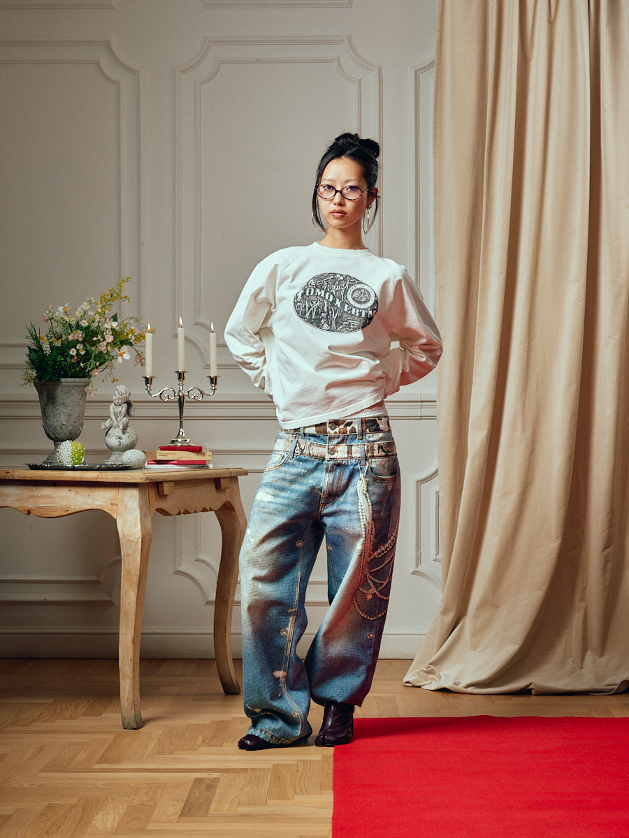 FOMO X EBTM TROMPE L'OLEIL DOUBLE WAISTBAND DENIM