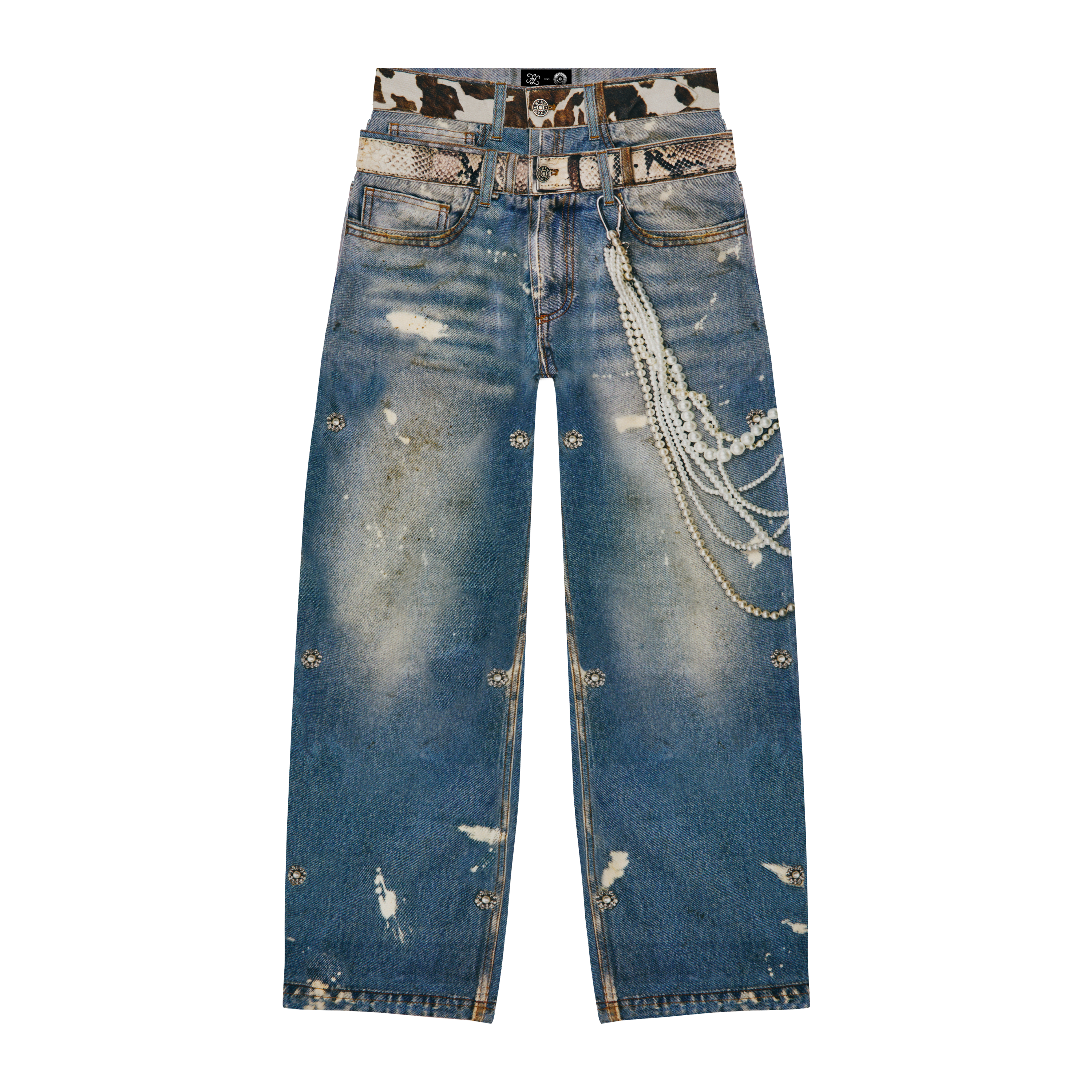 FOMO X EBTM TROMPE L'OLEIL DOUBLE WAISTBAND DENIM